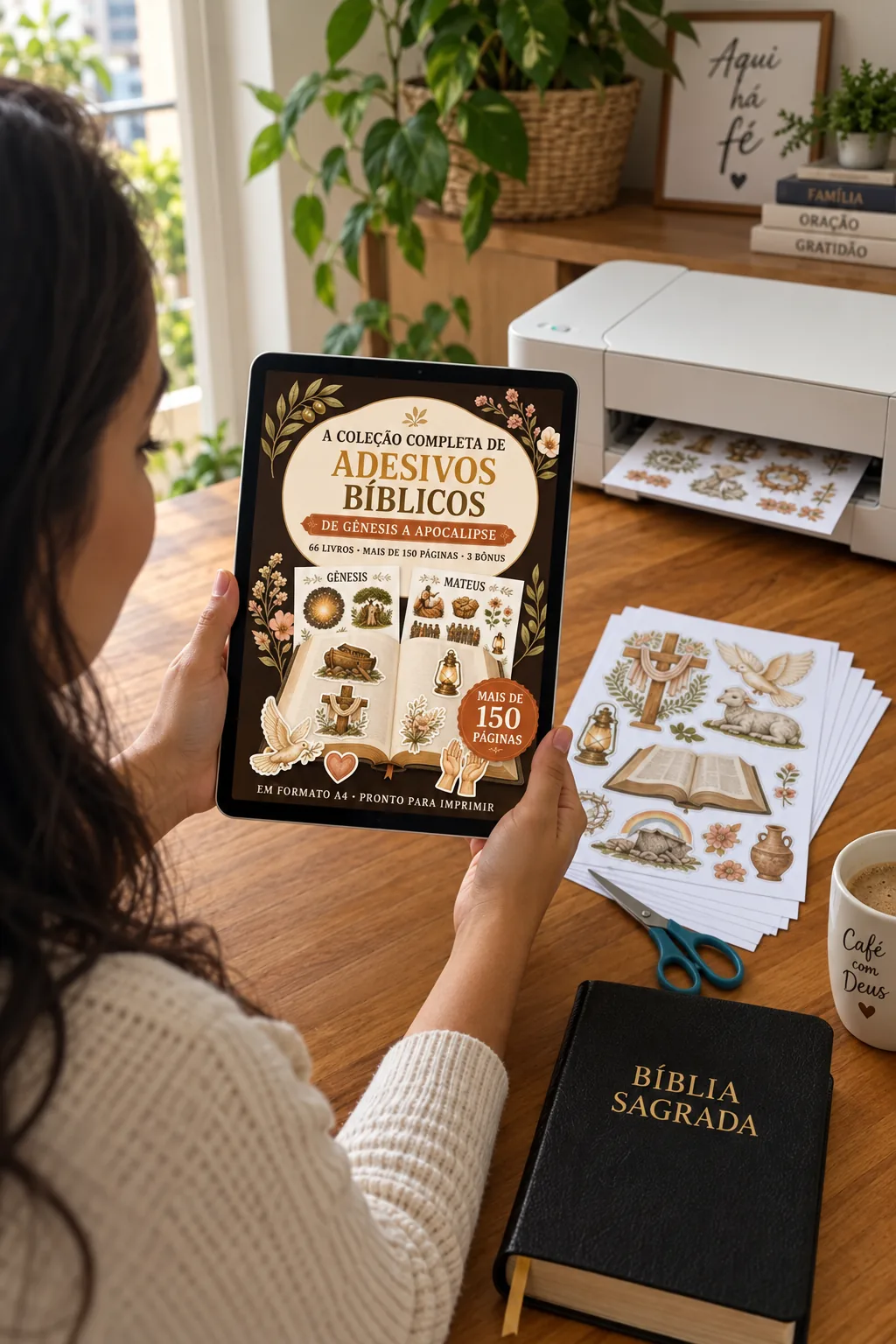 Foto de cliente com os Adesivos Bíblicos