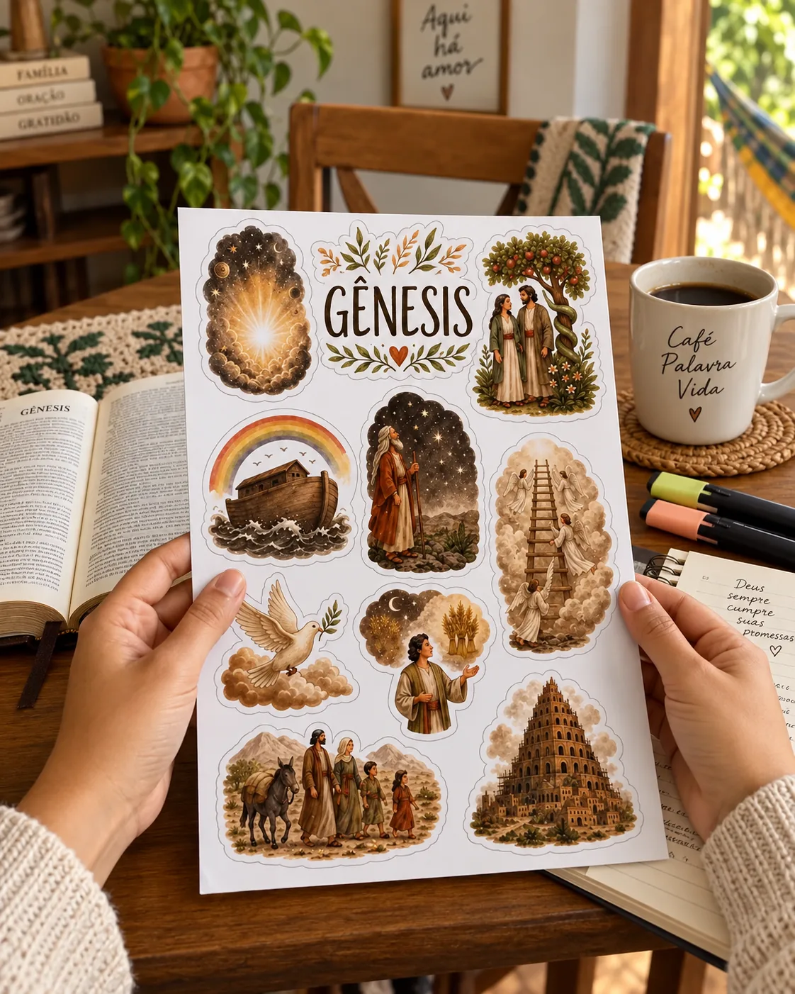 Foto de cliente com os Adesivos Bíblicos