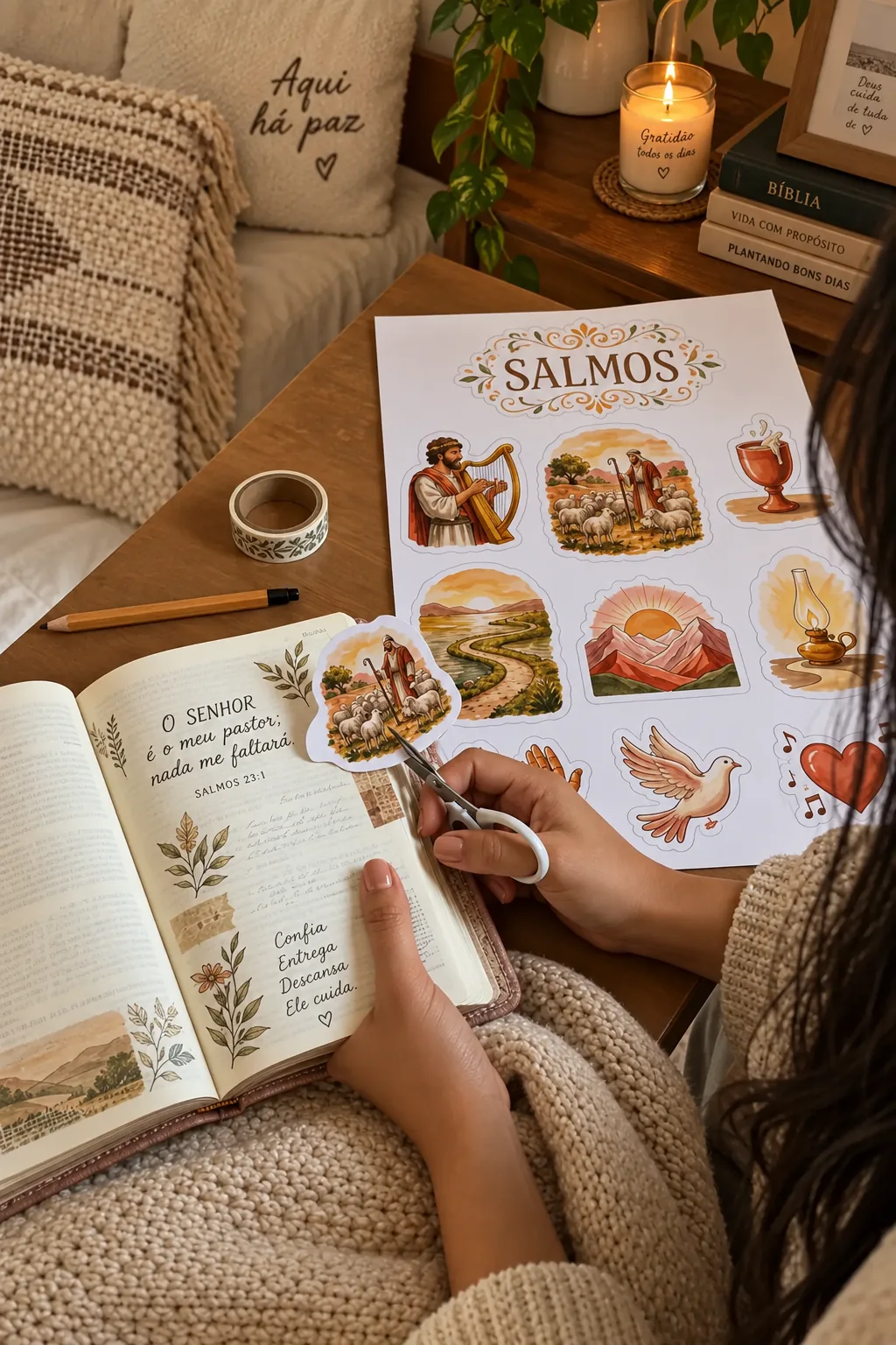 Foto de cliente com os Adesivos Bíblicos